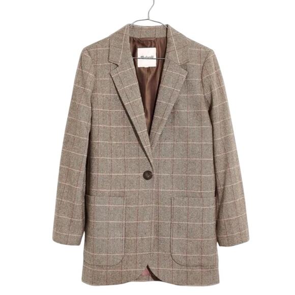 MADEWELL Larsen Blazer in Plaid size M Brown Plaid - Picture 2 of 8